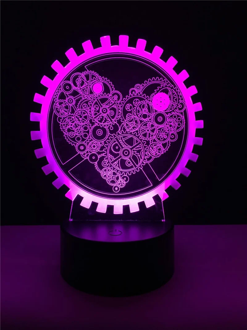 3D LED Lampe - Mechanical Love - Magischer Farbwechsel Effekt - Nachtlicht - Tischlampe