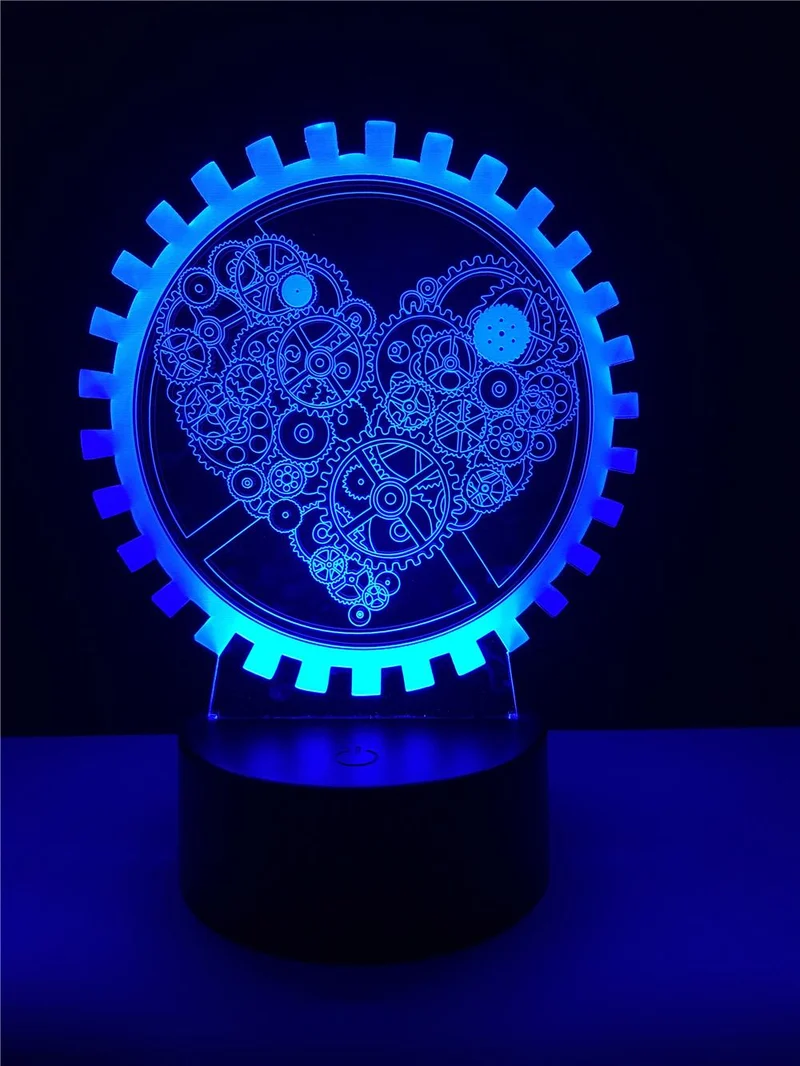 3D LED Lampe - Mechanical Love - Magischer Farbwechsel Effekt - Nachtlicht - Tischlampe