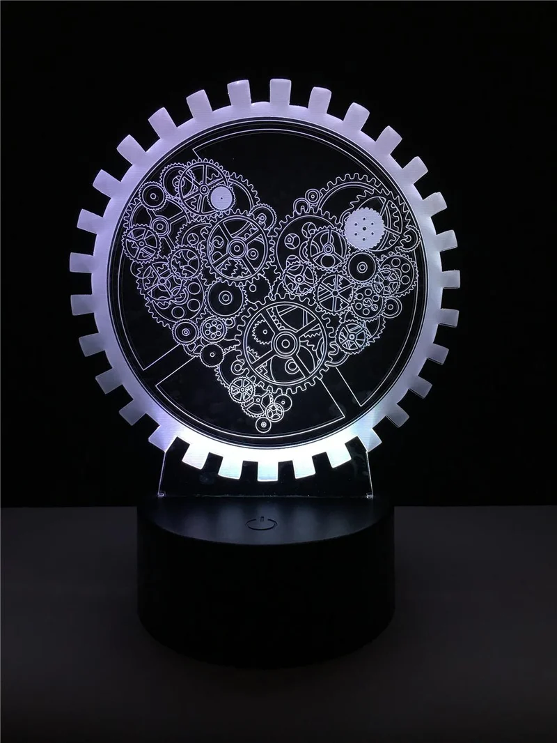 3D LED Lampe - Mechanical Love - Magischer Farbwechsel Effekt - Nachtlicht - Tischlampe