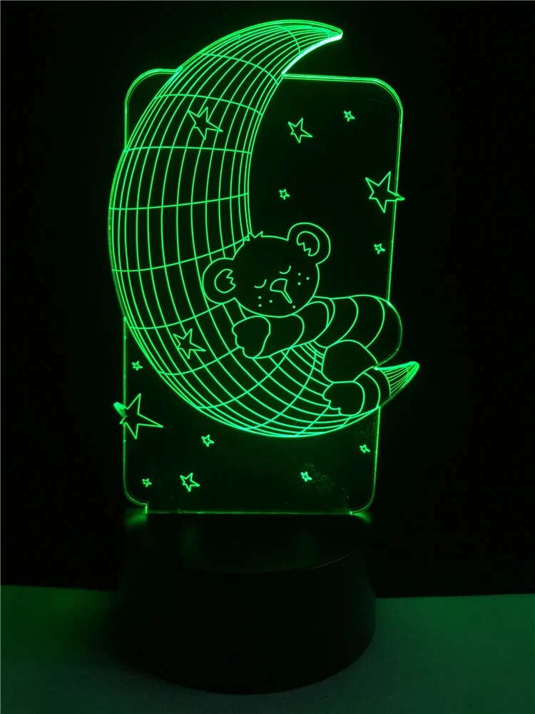 Teddybär auf dem Mond Lampe - 3D Effekt - Farbwechsel - bis zu 7 Farben