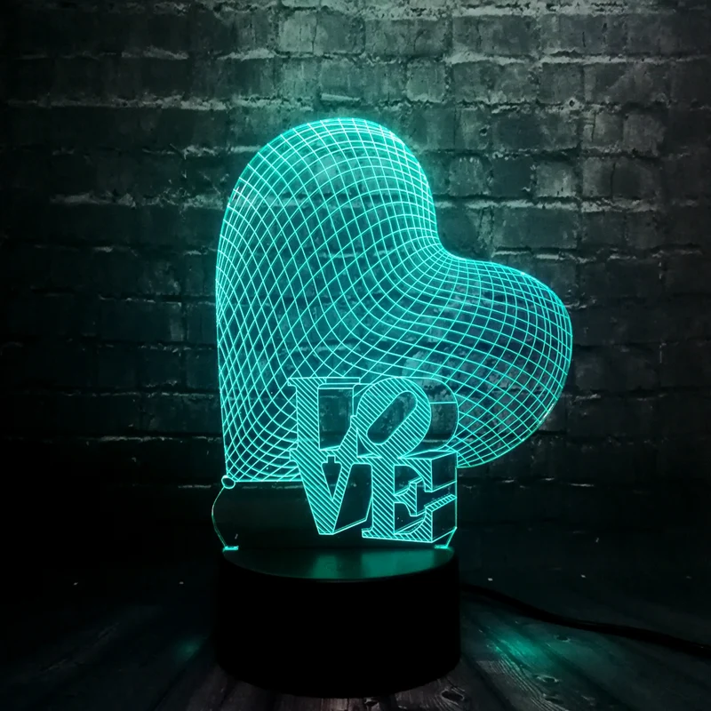 LOVE 3D LED Lampe - Romantische Lampe mit Farbwechsel Effekt