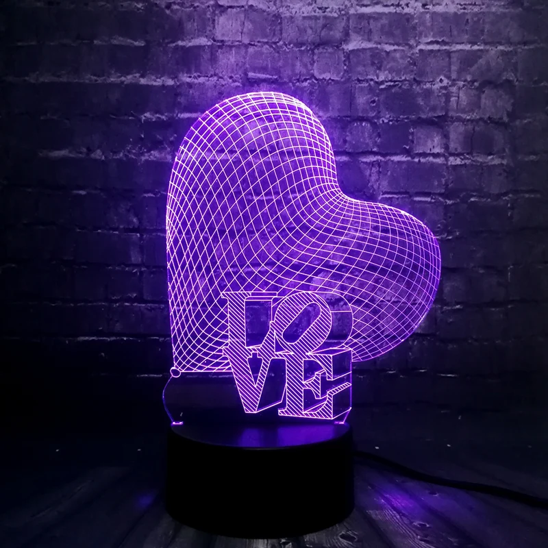 LOVE 3D LED Lampe - Romantische Lampe mit Farbwechsel Effekt