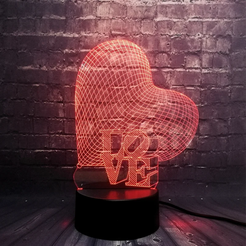 LOVE 3D LED Lampe - Romantische Lampe mit Farbwechsel Effekt