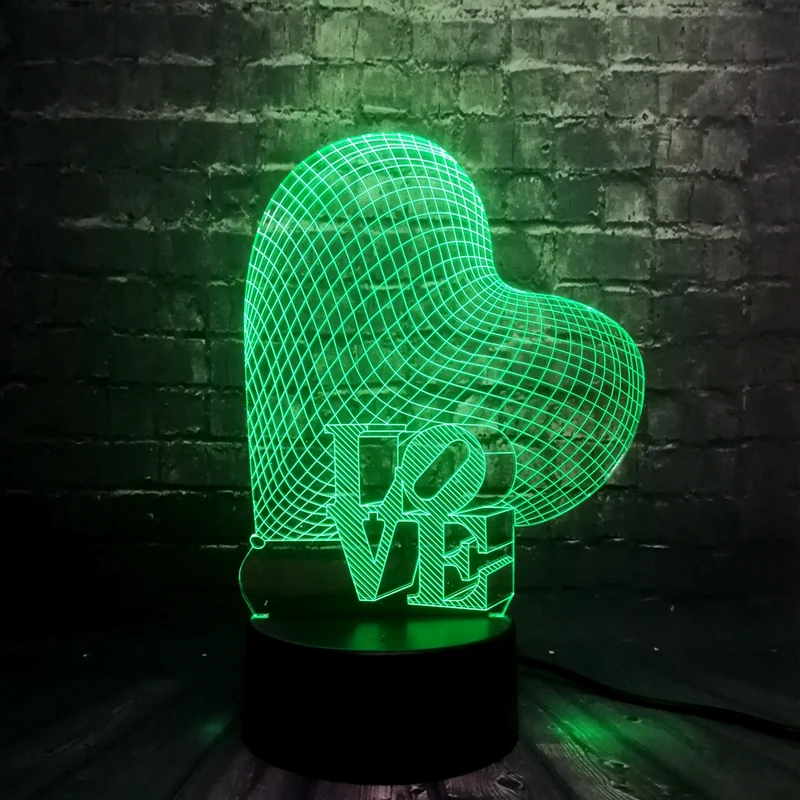 LOVE 3D LED Lampe - Romantische Lampe mit Farbwechsel Effekt