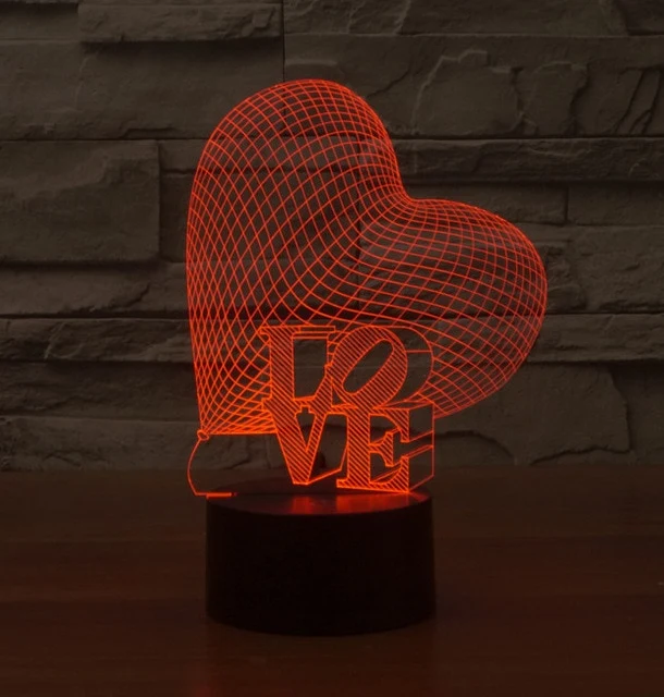 LOVE 3D LED Lampe - Romantische Lampe mit Farbwechsel Effekt