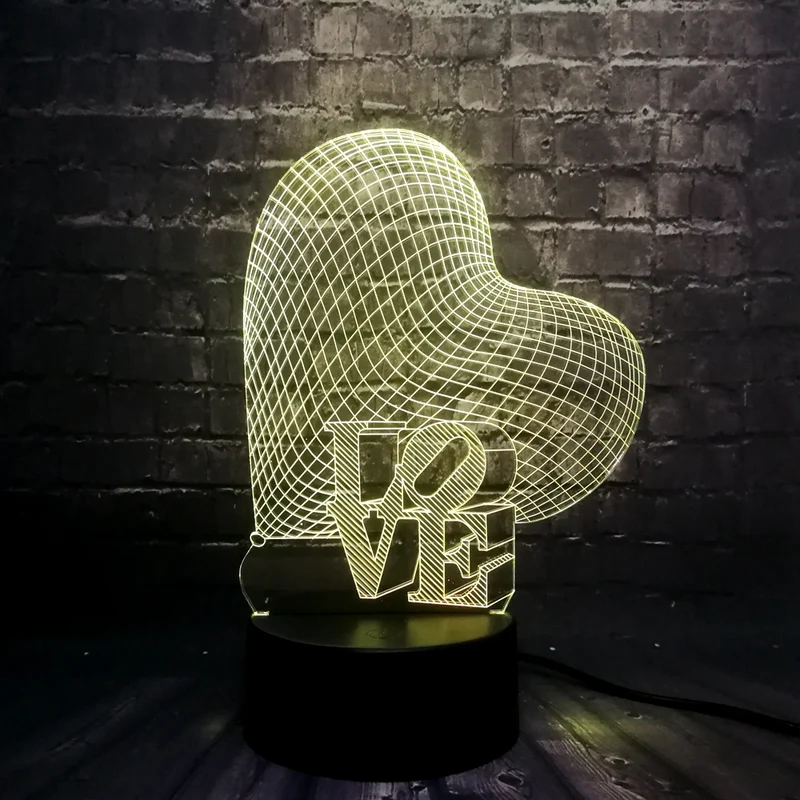 LOVE 3D LED Lampe - Romantische Lampe mit Farbwechsel Effekt