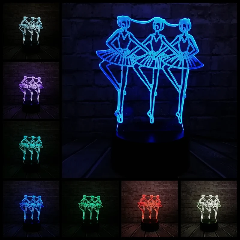 Lumilights 3D LED Lampe - 3 Tänzerinnen - Magischer Farbwechsel Effekt