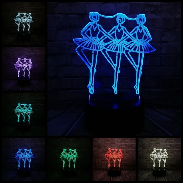 Lumilights 3D LED Lampe - 3 Tänzerinnen - Magischer Farbwechsel Effekt