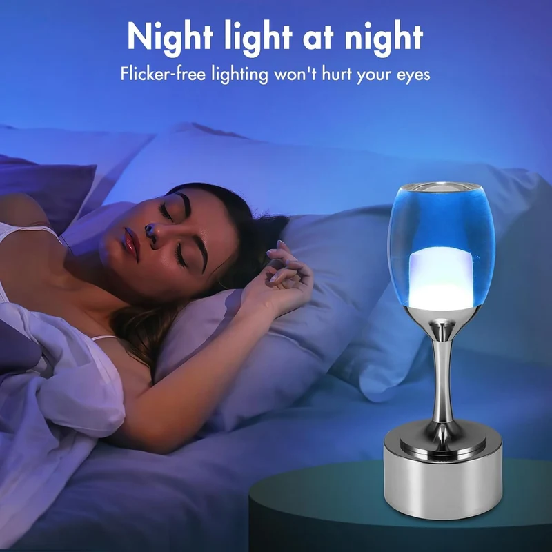 LED Nachttischlampe Kabellos Acryl USB Lade Tischlampe 7 Farben Deko