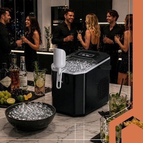 Eiswürfelmaschine 12kg/24h 1,2L Schnell Eiswürfelbereiter Schwarz Ice Maker