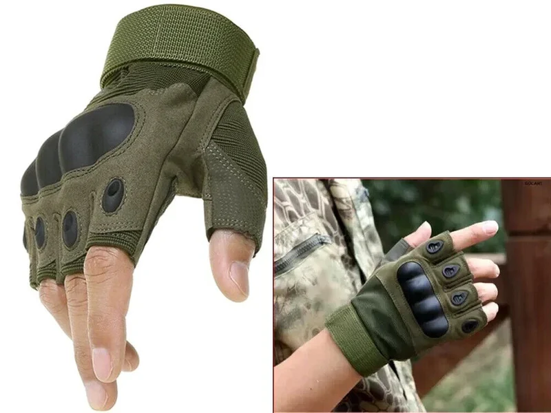 Taktische Fingerlose Handschuhe XL – Militär Outdoor Handschuhe mit Knöchelschutz für Fahrrad, Airsoft, Arbeit und Survival 5904800123752