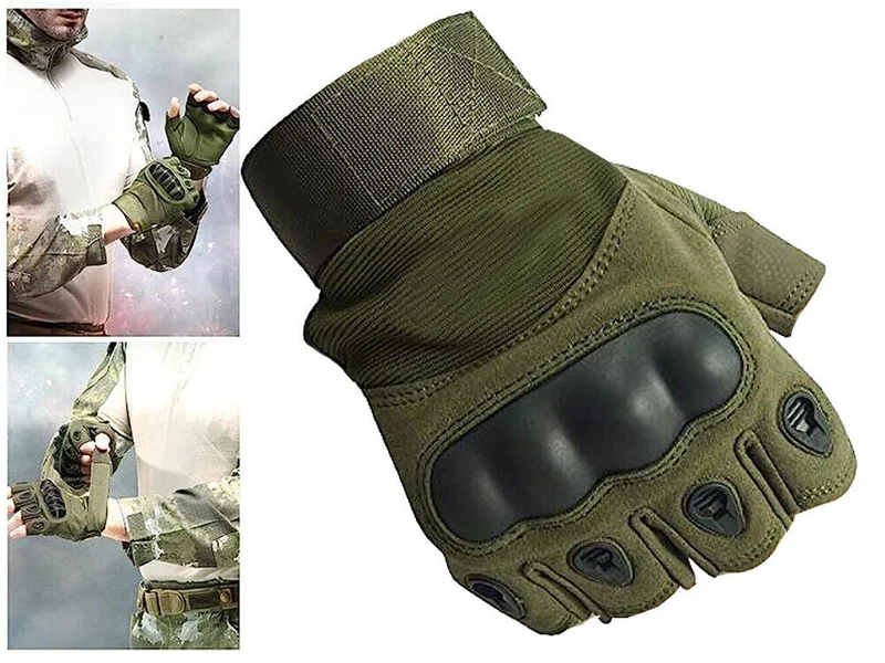 Taktische Fingerlose Handschuhe XL – Militär Outdoor Handschuhe mit Knöchelschutz für Fahrrad, Airsoft, Arbeit und Survival 5904800123752