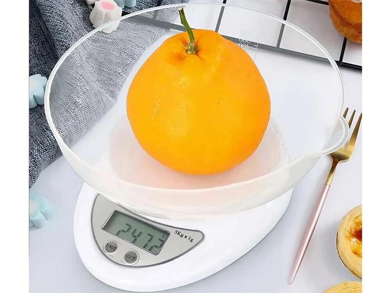 Digitale Küchenwaage mit Schüssel 5 kg LCD Waage TARA Messbecher Weiß ✅✅✅