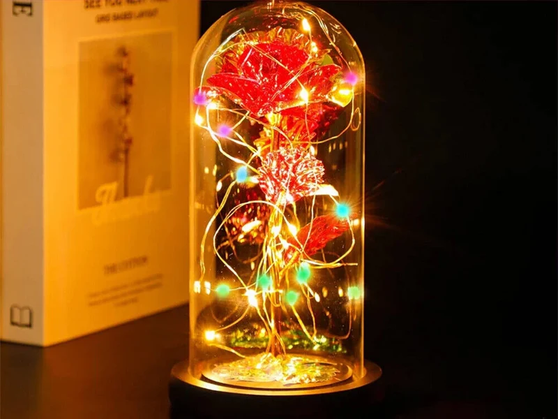 LED Rose im Glas RGB – Ewige Rose Geschenk Deko für Valentinstag Geburtstag
