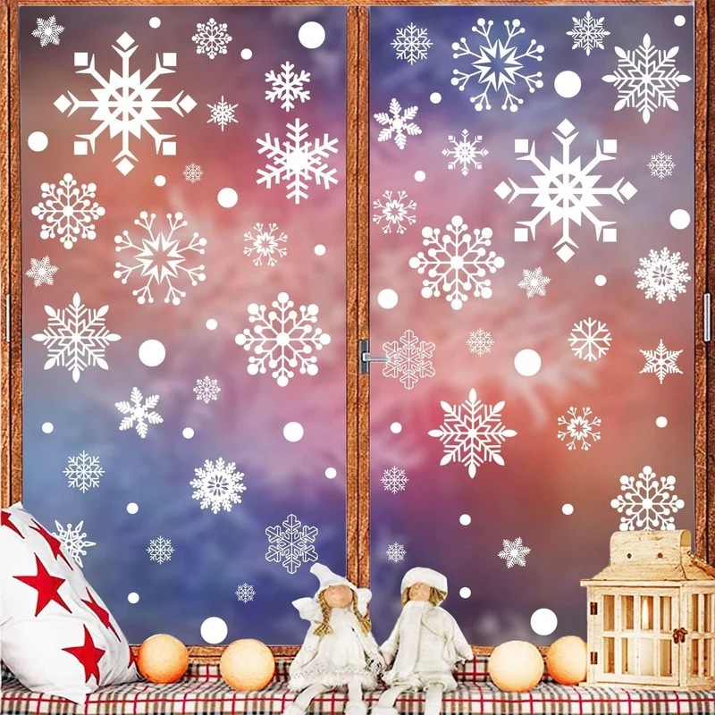 492 Stück Schneeflocken Fensterbilder – Statisch Haftende Weihnachtsaufkleber, 12 Bögen, PVC, Abnehmbar & Wiederverwendbar