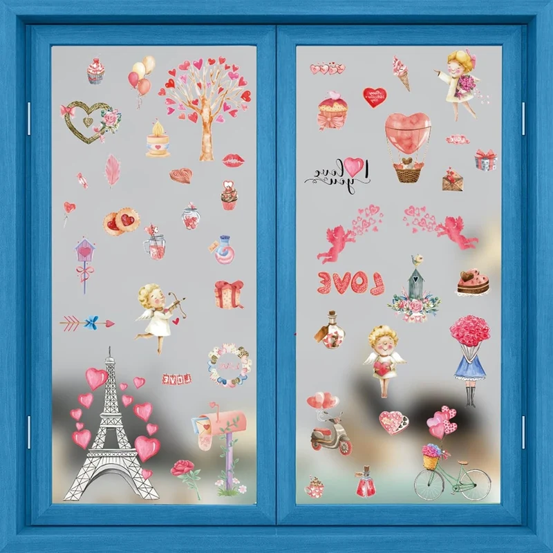 125 Stück Herz Fensterbilder – 9 Bögen Abnehmbare Fensteraufkleber, DIY Valentinstag & Hochzeitsdeko, Liebe & Herz Motive
