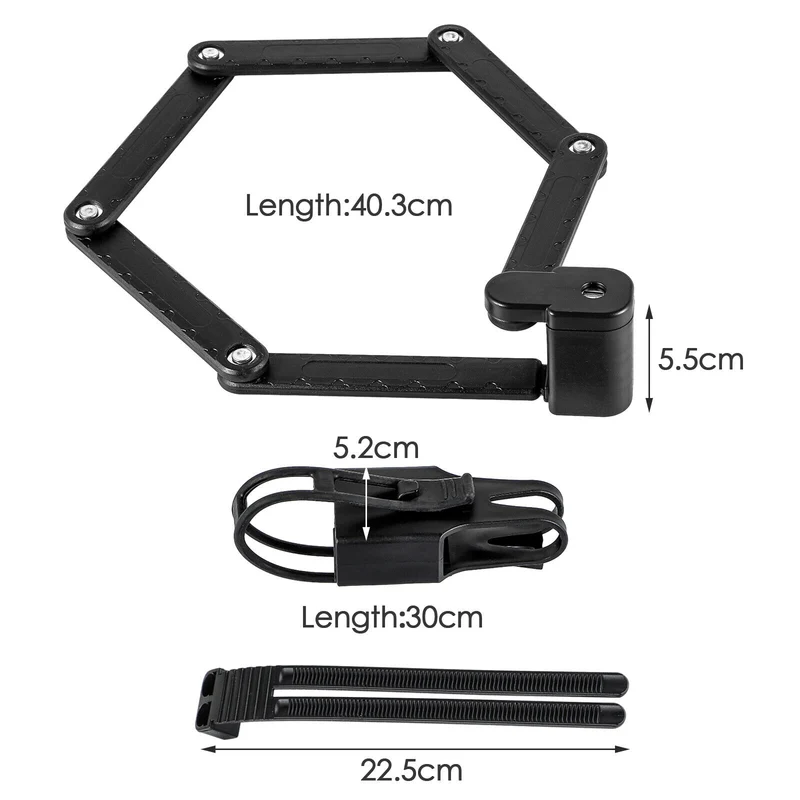 FISCHER Faltschloss mit Halterung Länge Fahrrad-Motorrad-Schloss 85 cm schwarz