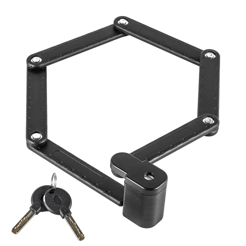 FISCHER Faltschloss mit Halterung Länge Fahrrad-Motorrad-Schloss 85 cm schwarz