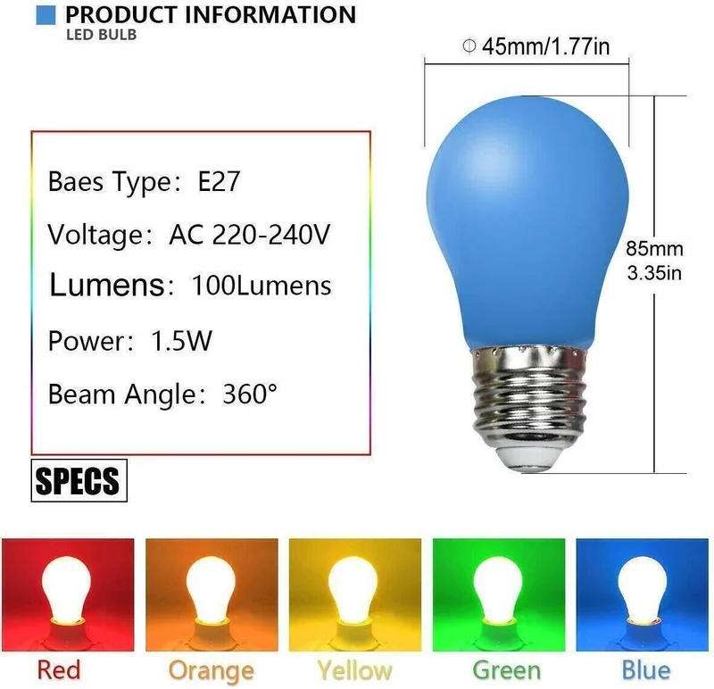 20x farbige LED Leuchtmittel Birnenform 3W E27 gemischt farbige Glühbirnen V1