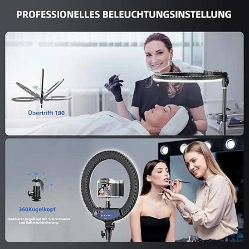 18 Zoll Ringlicht LED Ringleuchte mit Stativ Fernbedienung Handyhalter