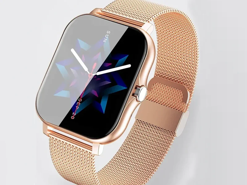 Smartwatch Damen Herren Bluetooth Telefonieren Sportuhr Fitness Tracker Gold 5907451378137