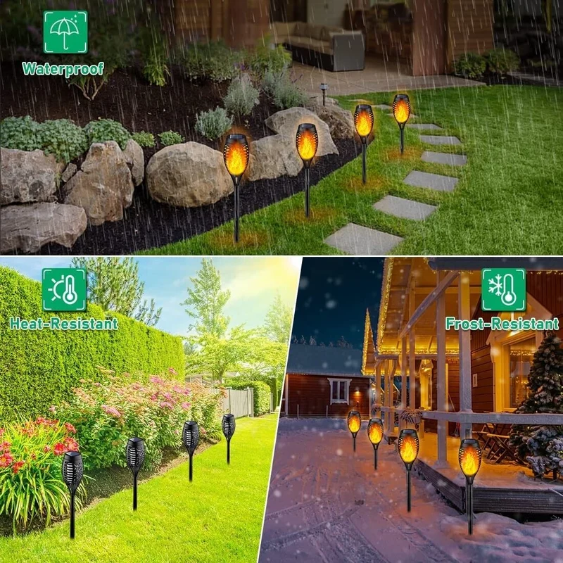 Solar Fackeln 6 Stück Garten – LED Solarleuchten flackernd für Außen