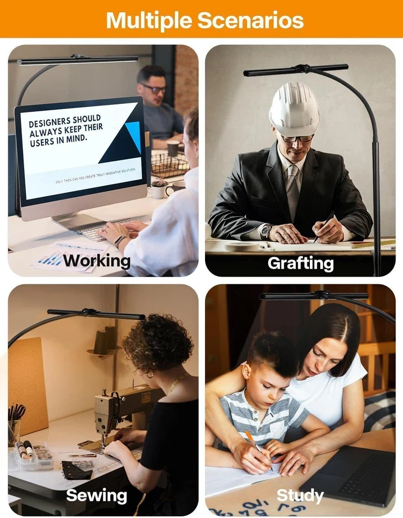 LED Schreibtischlampe klemmbar & dimmbar – 5 Farbtemperaturen, 5 Helligkeitsstufen, Schwanenhals Monitorlampe mit USB
