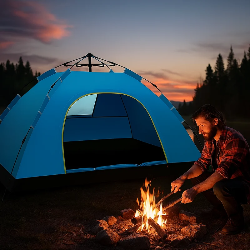 Automatisches Pop-Up Campingzelt 2–3 Personen Wasserdicht Blau 200x140x115