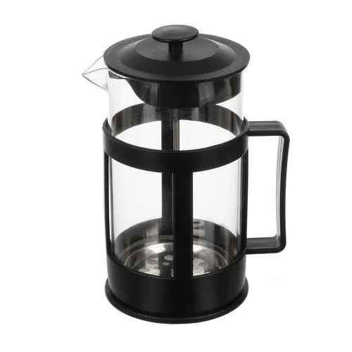 French Press Kaffeebereiter 1L – 8 Tassen aus Glas & Edelstahl, Schwarz, Spülmaschinenfest