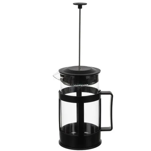 French Press Kaffeebereiter 1L – 8 Tassen aus Glas & Edelstahl, Schwarz, Spülmaschinenfest