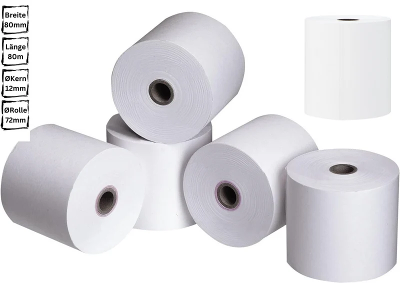Thermorollen 80mm x 80m x 12mm – Bonrollen & Kassenrollen für EC Geräte